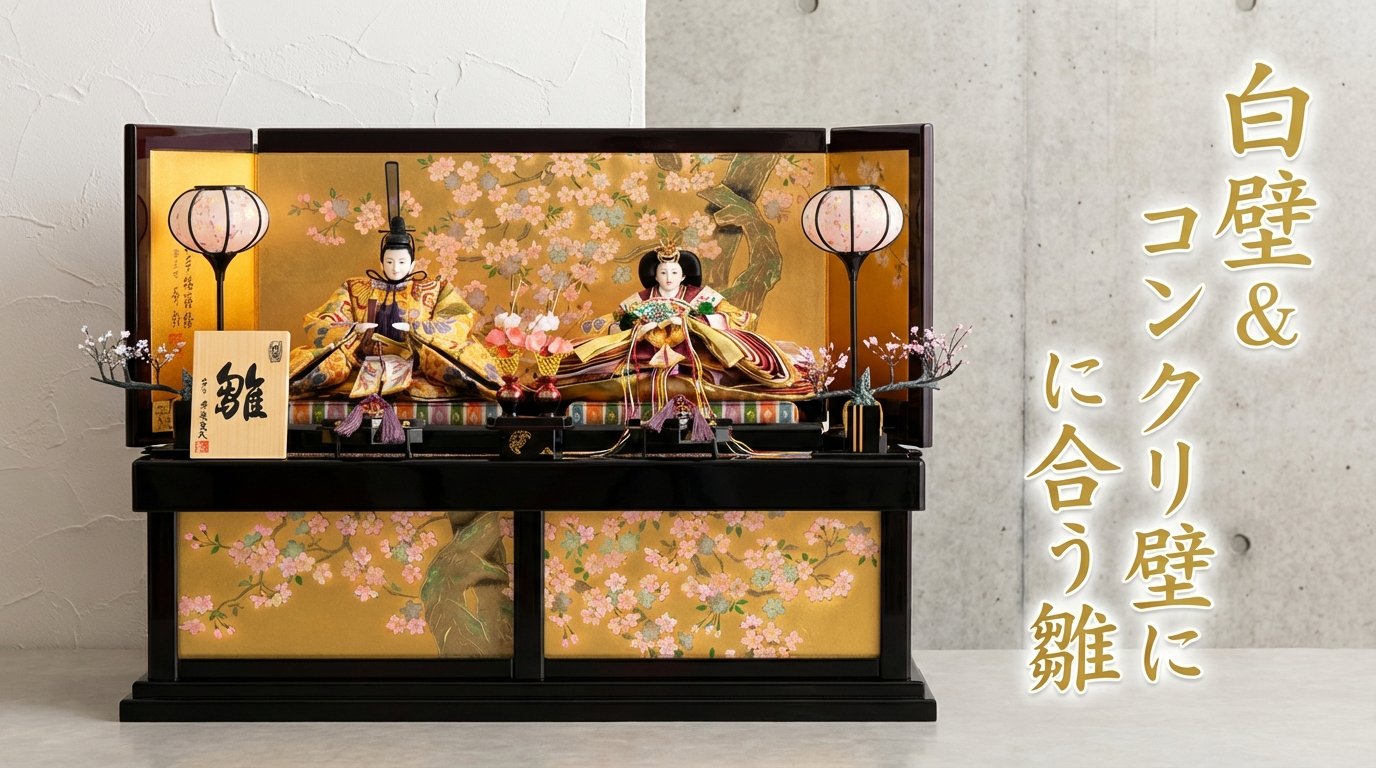 白壁・コンクリ壁に映える！プロが教える雛人形の「屏風・台座」合わせ術